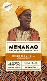 Menakao Milk Chocolate 45% Coconut Milk & Madagascan Vanilla, 75g