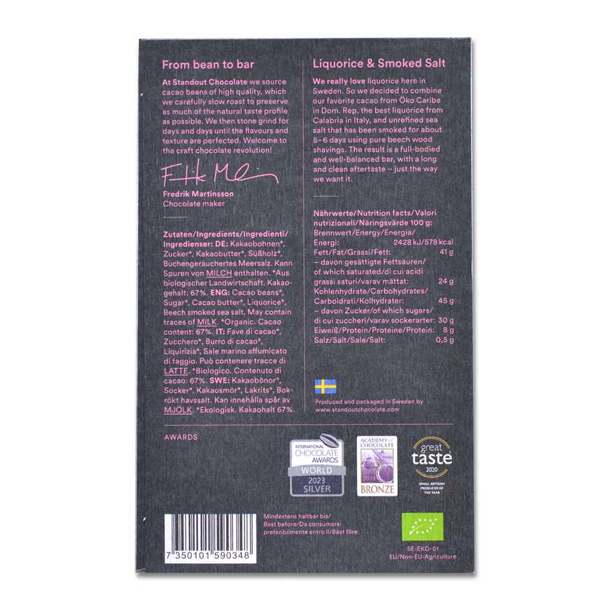 Standout Liquorice & Smoked Salt 67%, 50g