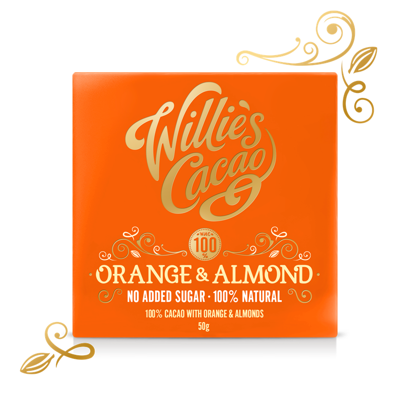 Willie's Cacao Orange & Almond, 100% cacao, 50g