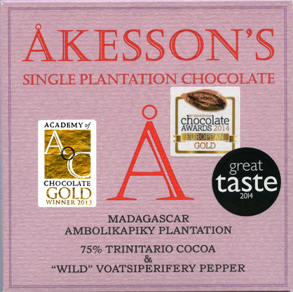 Akesson's 75% Madagascar Chocolate & Wild Pepper, 60g