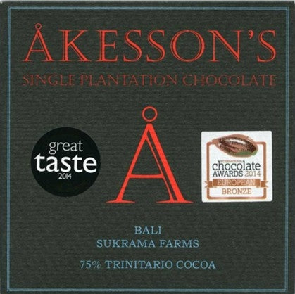 Akesson's 75% Bali Chocolate bar, 60g