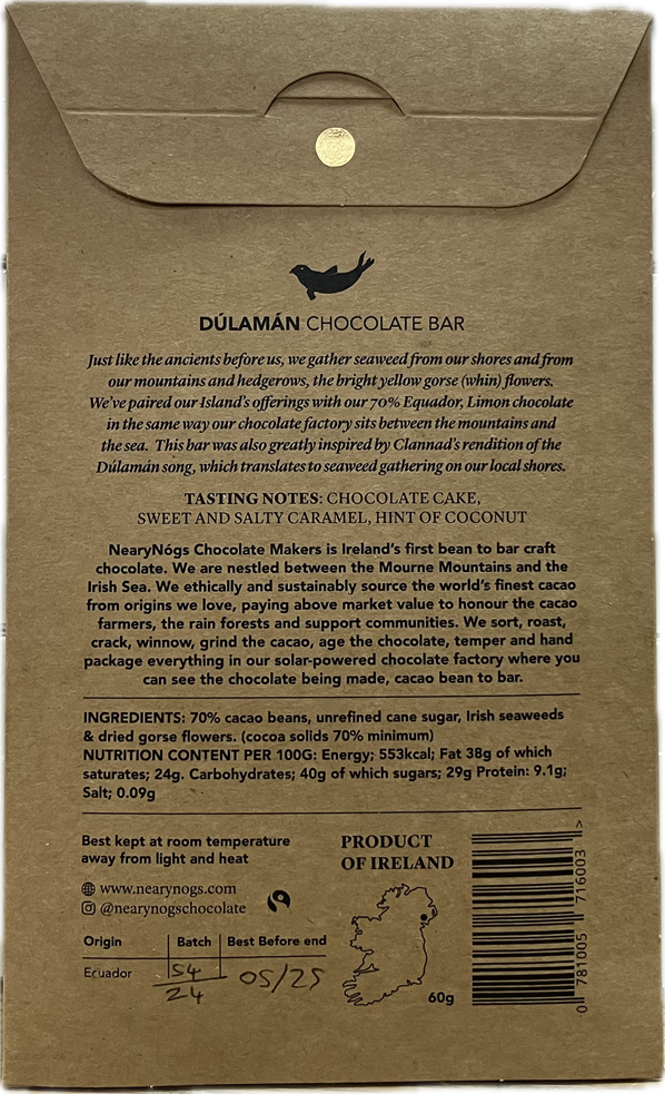 NearyNógs Dúlamán - Gorse Flower & Irish Seaweed 70%, 60g