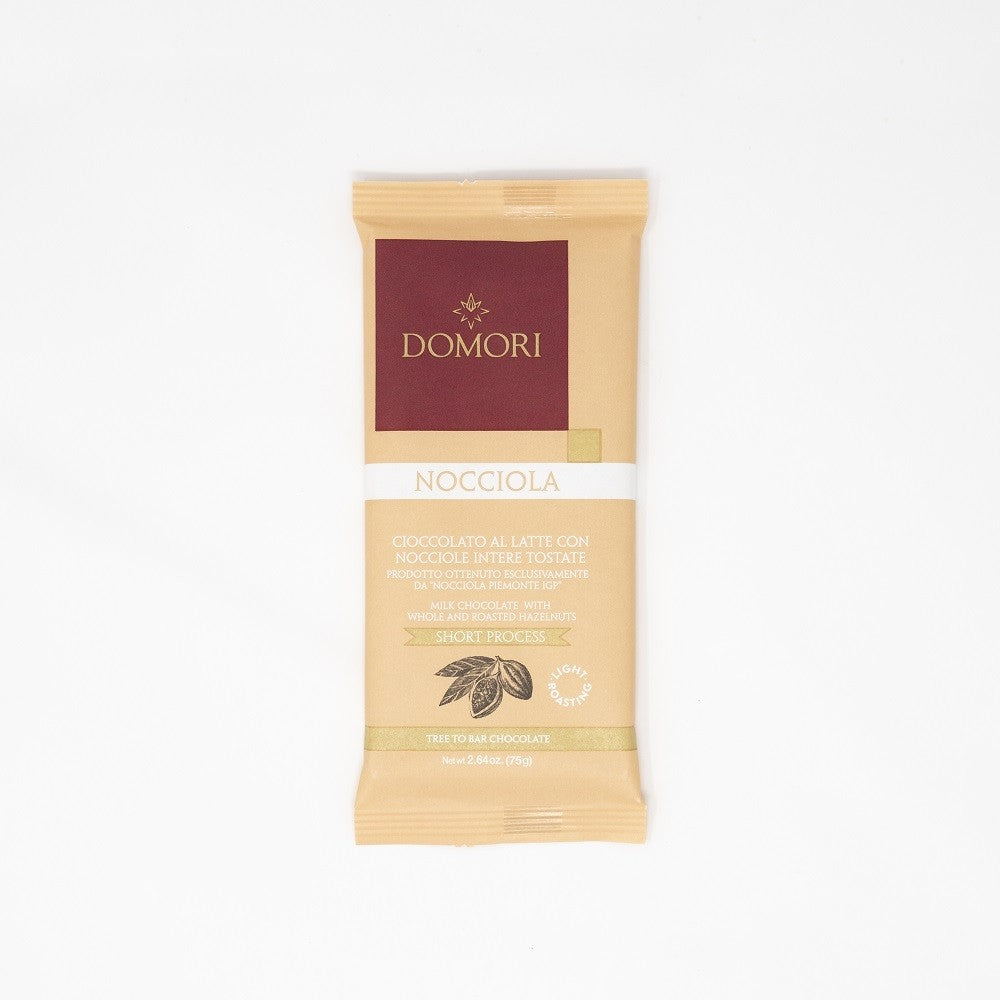 Domori Milk Chocolate with Whole Hazelnuts, 75g