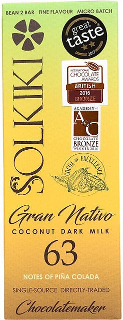 Solkiki Gran Nativo Blanco 63, 63% Coconut Dark Milk Chocolate, 56g