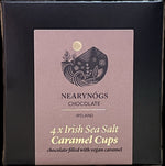 NearyNógs Vegan Seasalt Caramel Cups, Box of 4, 64g
