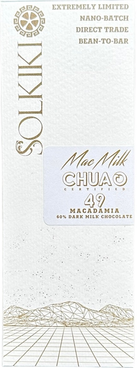 Solkiki Macadamia Milk, 49% Dairy-free Milk Chocolate, 56g
