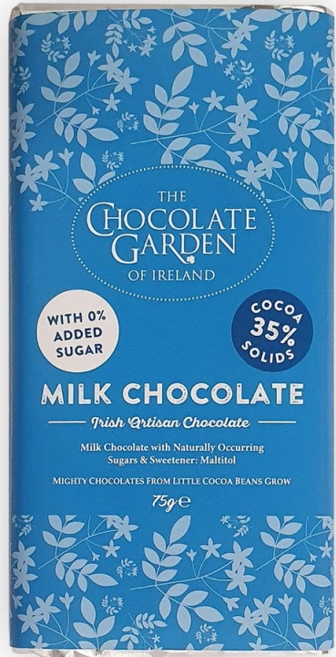 Chocolate Garden of Ireland No Added Sugar Milk Chocolate Bar, 75g