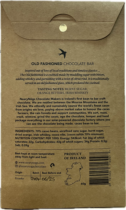 NearyNógs Old Fashioned Irish Bar 70%, 60g