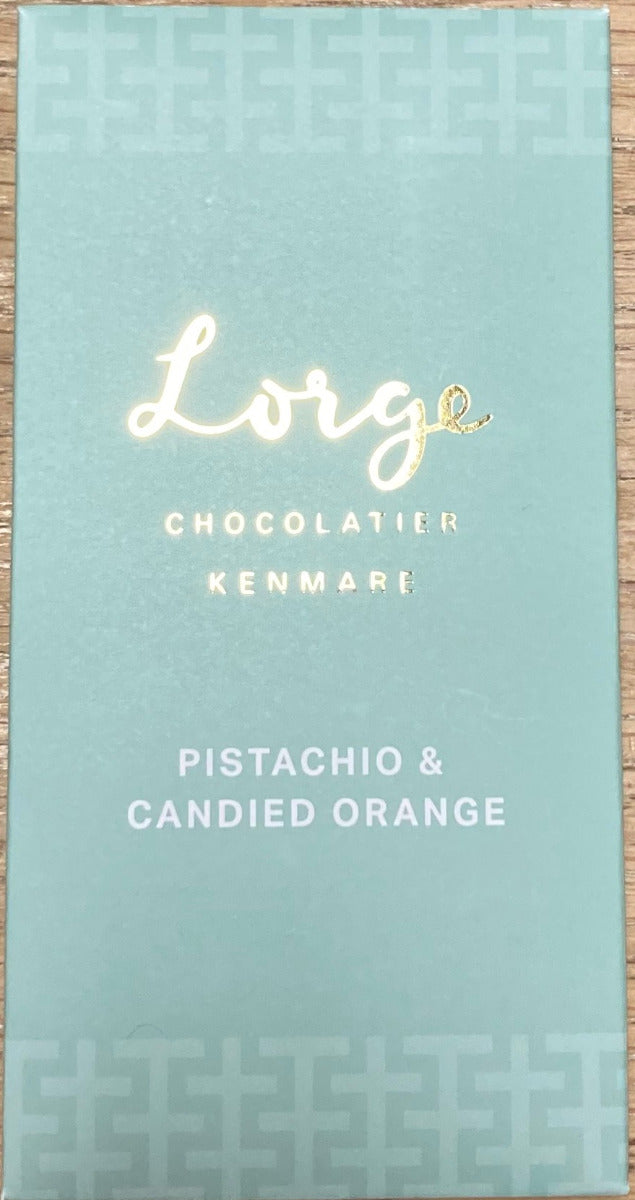 Lorge White Chocolate Pistachio and Candied Orange Bar, 90g