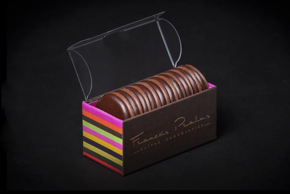 Pralus Mixed Dark & Milk Chocolate Galets (Discs), 140g