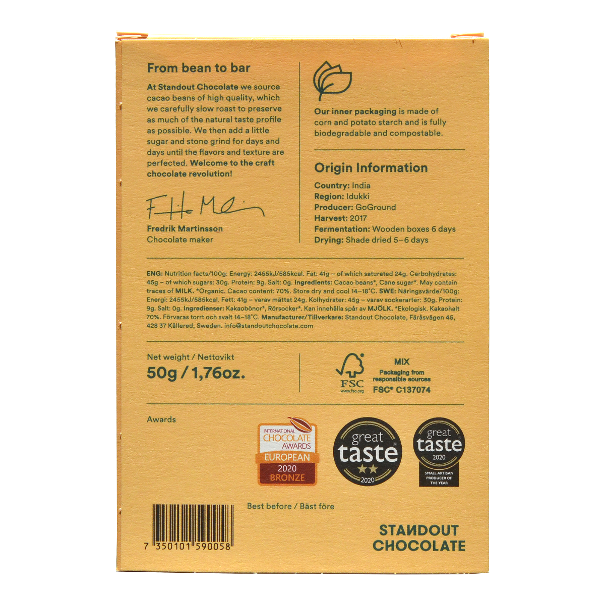 Standout India Idukki 70%, 50g