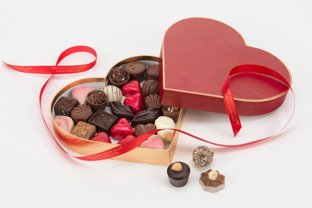 Red & Gold Heart Box with Valentines Chocolates