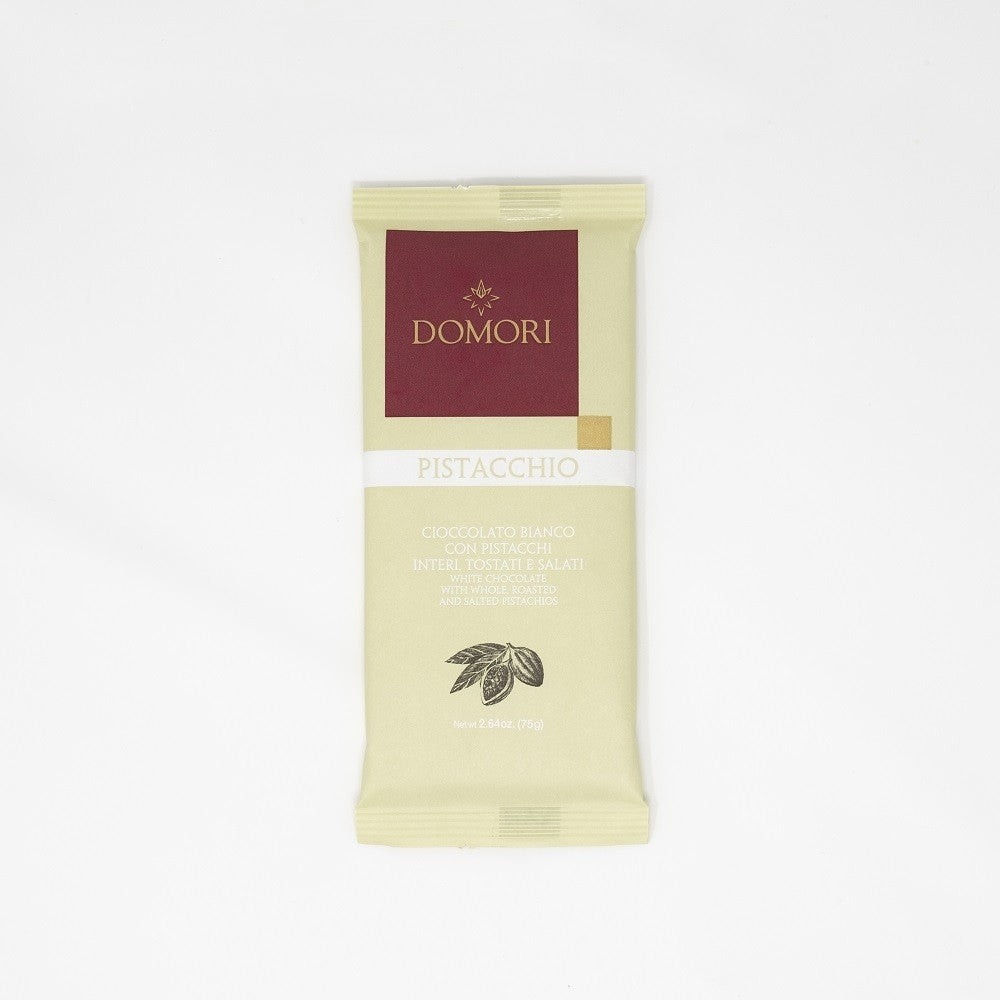 Domori White Chocolate with whole roasted salted pistachio, 75g