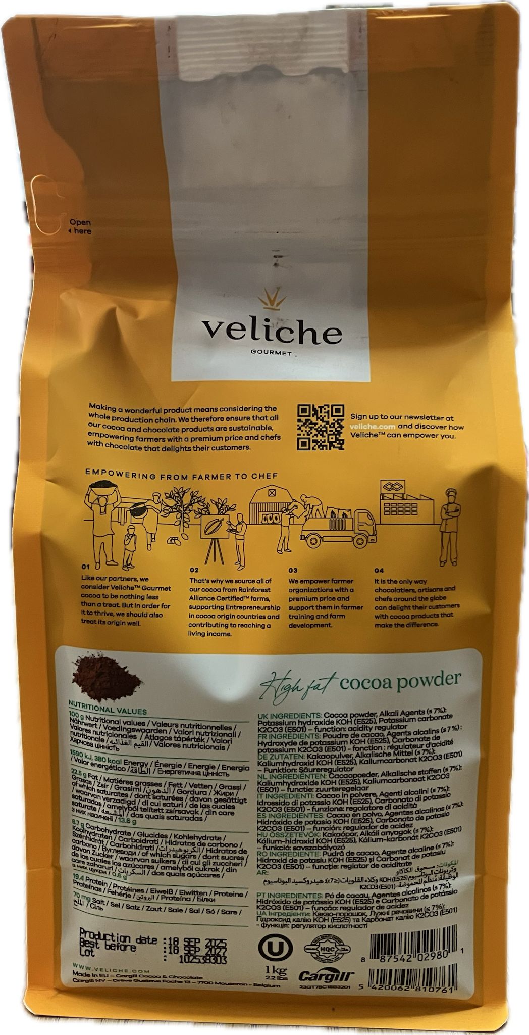 Veliche 100% Cacao Powder, 1kg