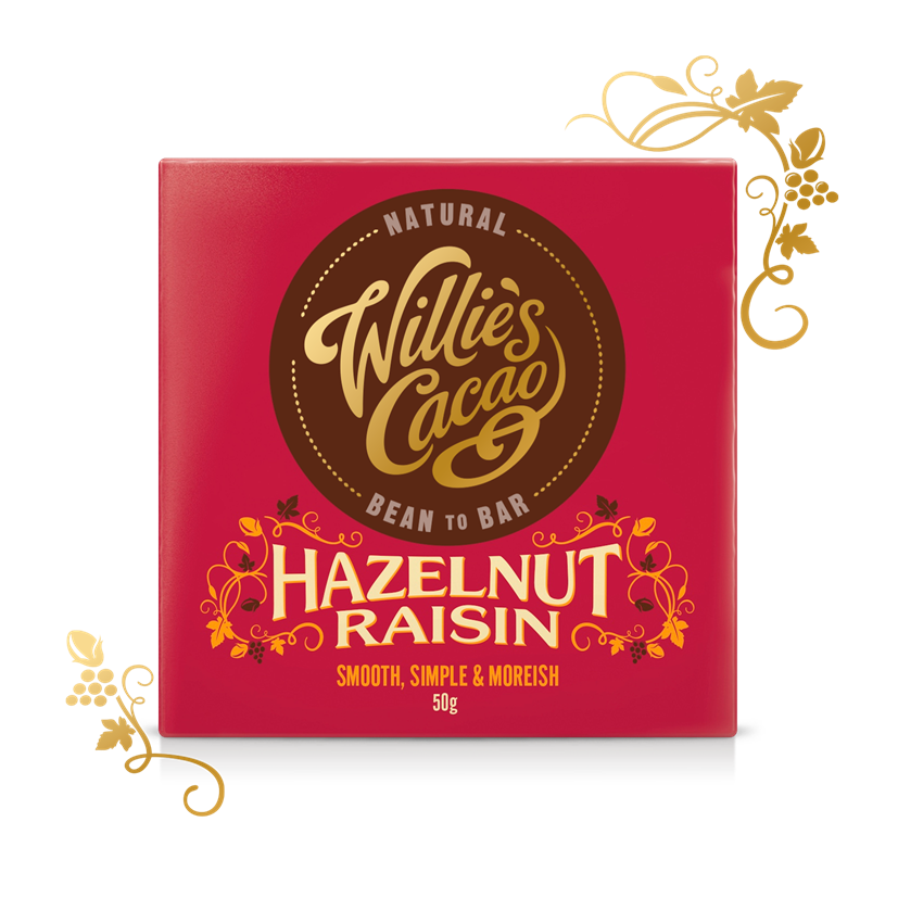 Willie's Cacao Hazelnut & Raisin 70%, 50g