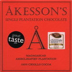 Akesson's Organic Madagascan 100% Criollo Cocoa Chocolate Bar, 60g