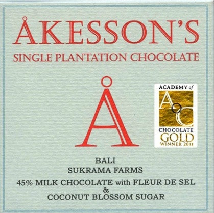 Akesson's 45% Bali Milk Chocolate with Fleur de Sel, 60g