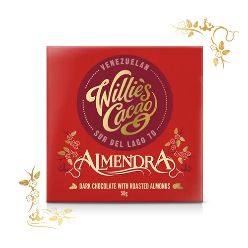 Willie's Cacao Almendra, 70% Dark Chocolate with Almonds, 50g