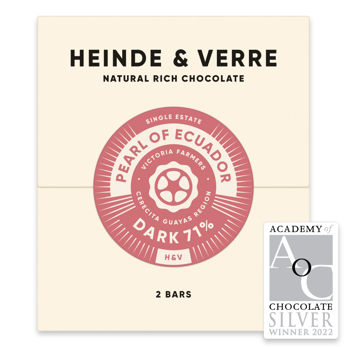 Heinde & Verre Pearl of Ecuador 71% Dark Chocolate, 70g