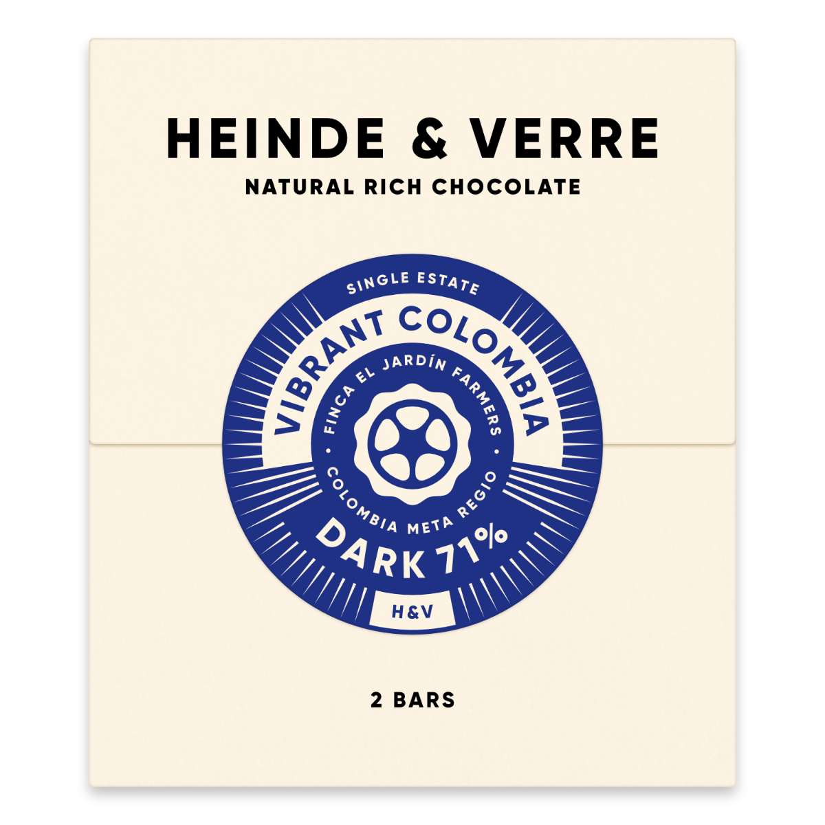 Heinde & Verre Vibrant Colombia 71% Dark Chocolate, 70g