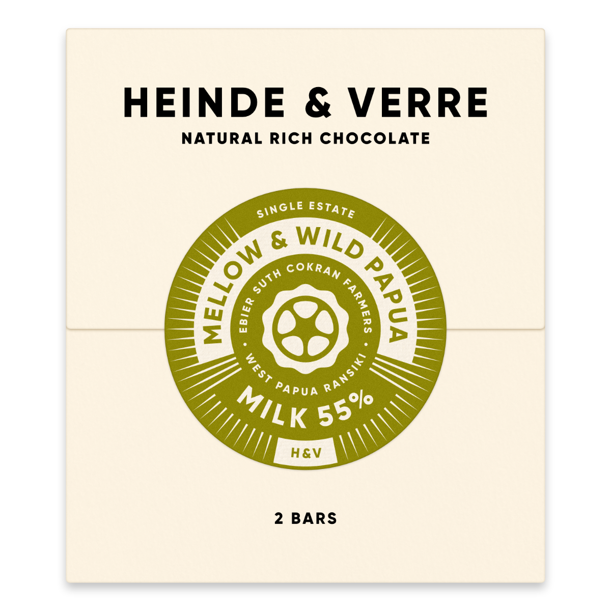 Heinde & Verre Mellow and Wild Papua 55% Milk Chocolate, 70g