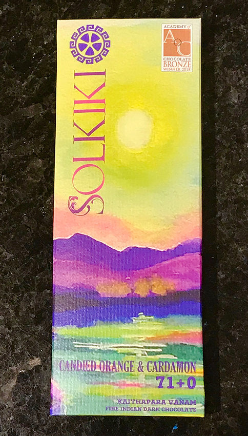 Solkiki Candied Orange & Cardamon, 71% Dark Chocolate, 56g