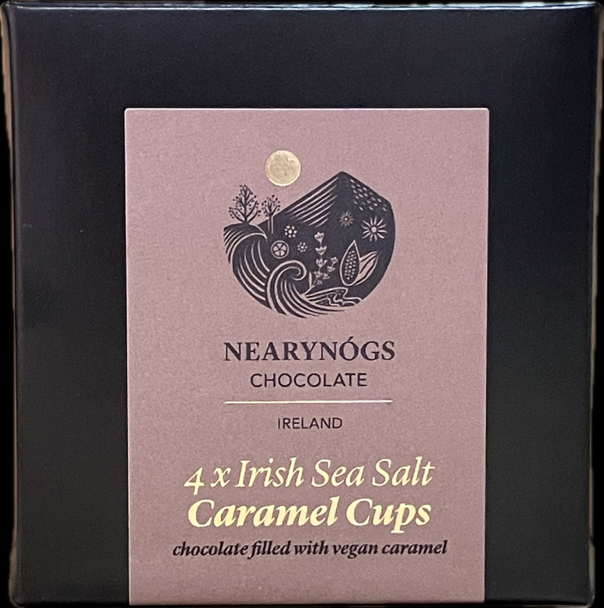 NearyNógs Vegan Seasalt Caramel Cups, Box of 4, 64g