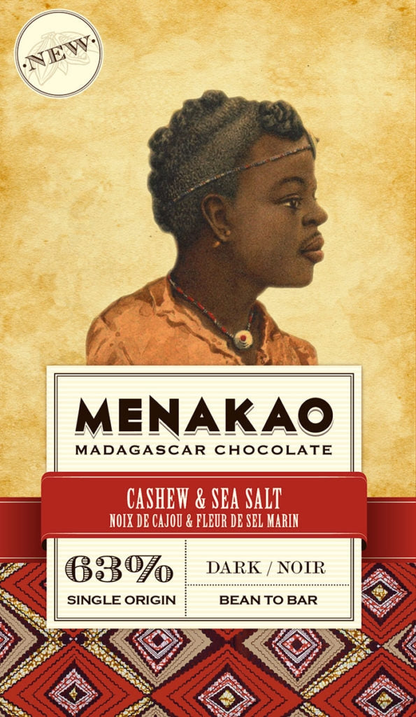 Menakao Dark Chocolate 63% Cashew & Seasalt, 75g