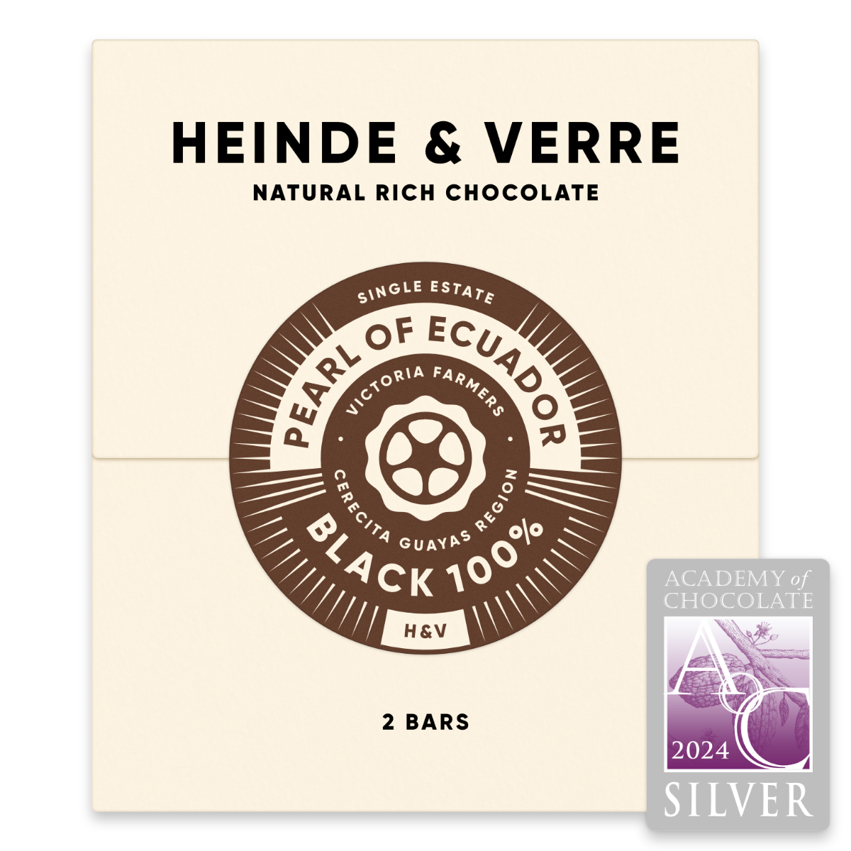 Heinde & Verre Pearl of Ecuador 100% Dark Chocolate, 70g