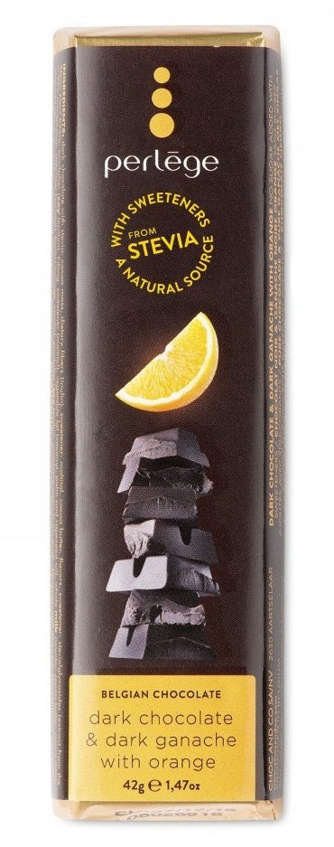 Perlège No Added Sugar Stevia and Maltitol Dark Chocolate & Dark Ganache with Orange, 42g