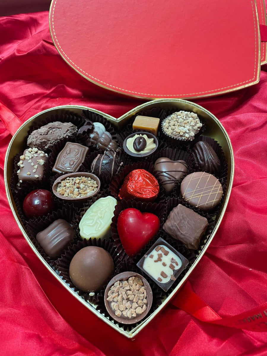 Red & Gold Heart Box with Valentines Chocolates