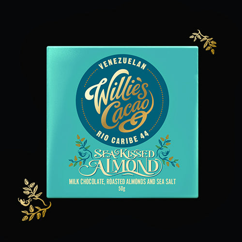 Willie's Cacao Sea Kissed Almonds, 44% Milk Chocolate with Almonds and Sea Salt, 50g