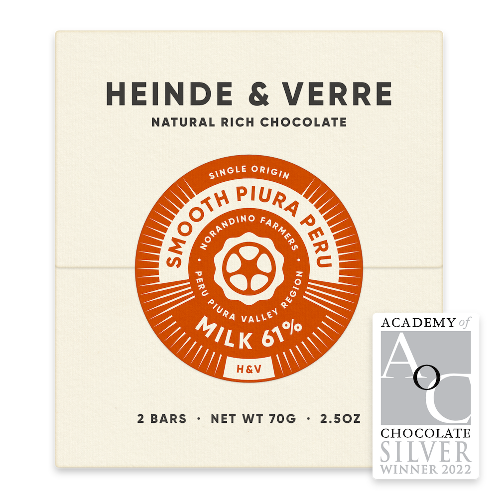 Heinde & Verre Smooth Piura Peru, 61% Milk Chocolate, 70g