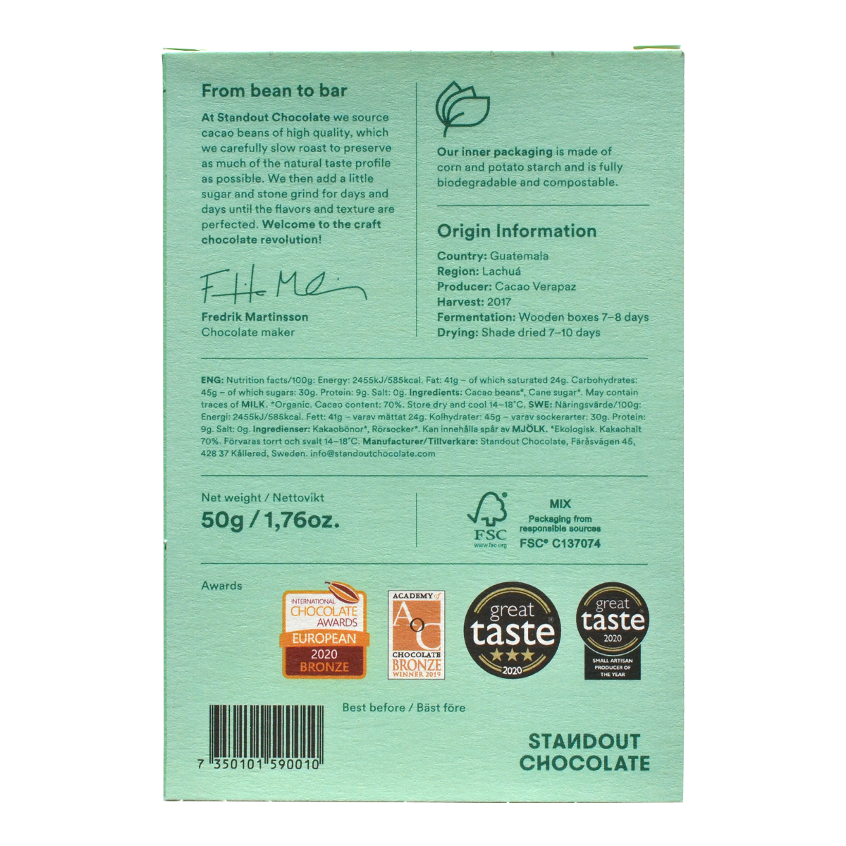 Standout Guatemala Lachuá 70%, 50g