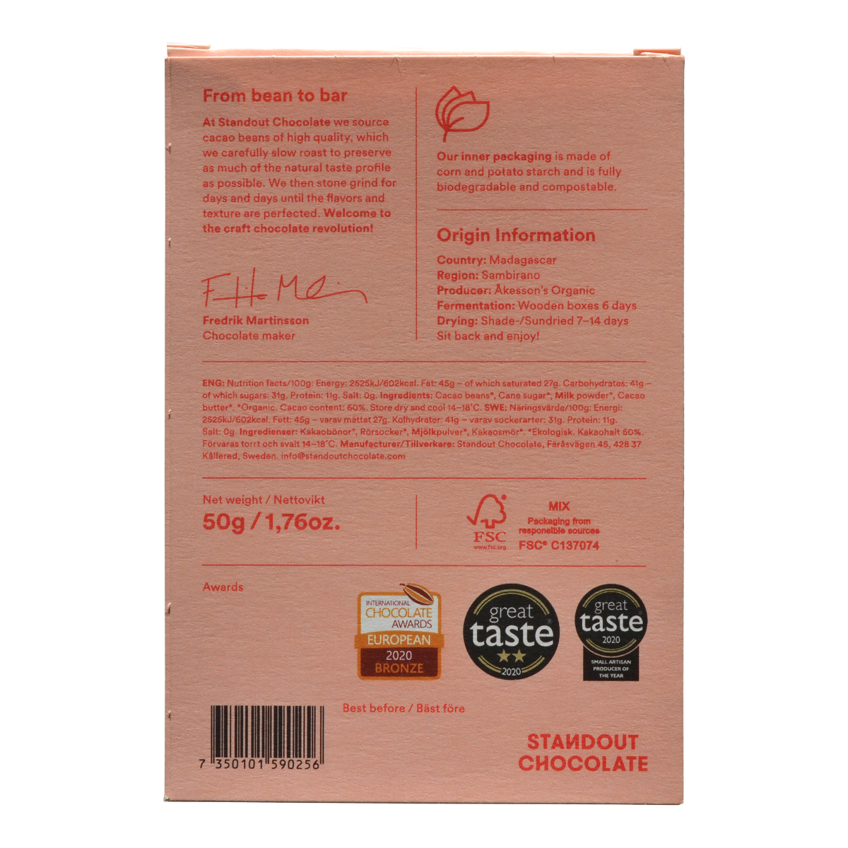 Standout Madagascar Sambirano 60% Dark Milk, 50g