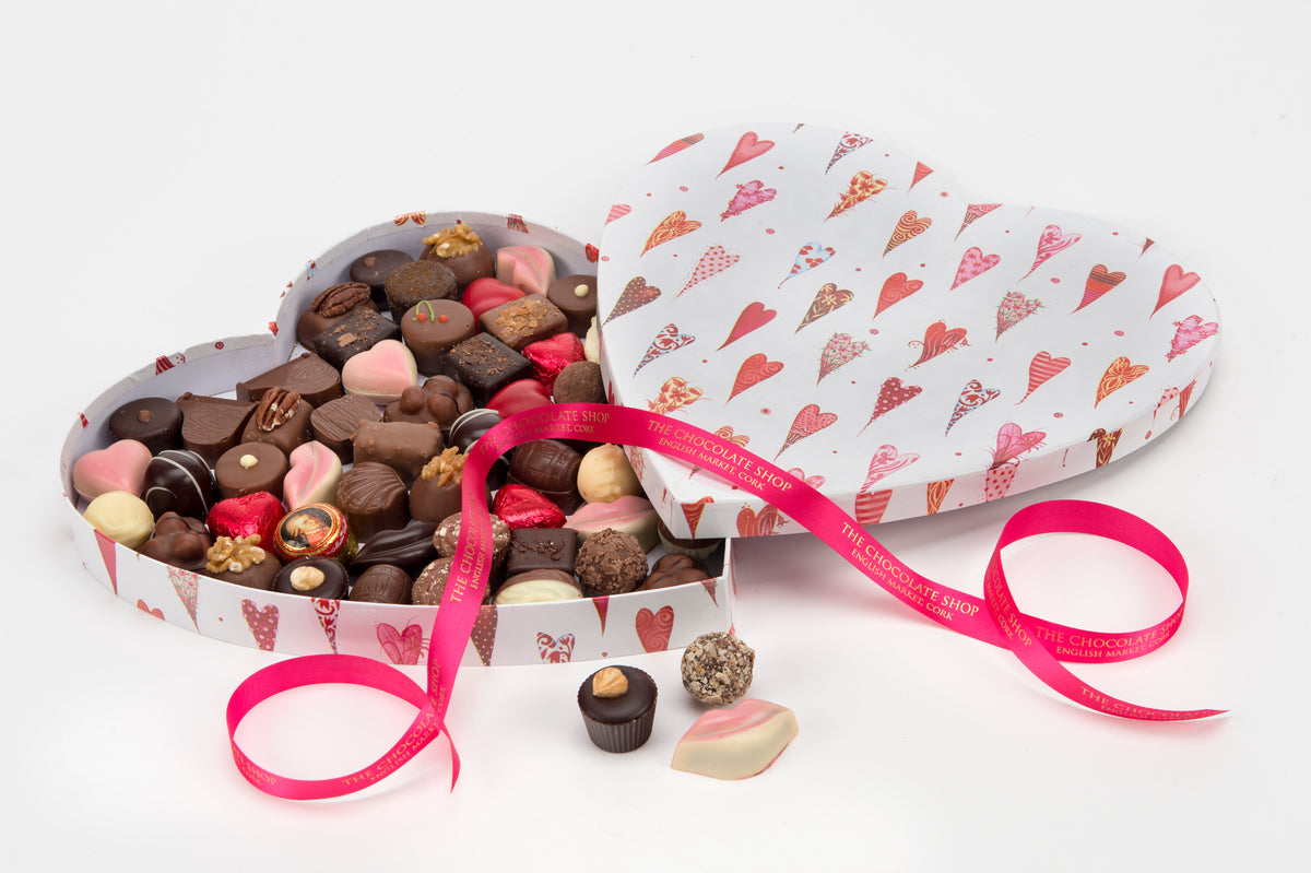 Large Velvet Heart Box with Valentines Chocolates