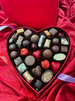 Large Velvet Heart Box with Valentines Chocolates