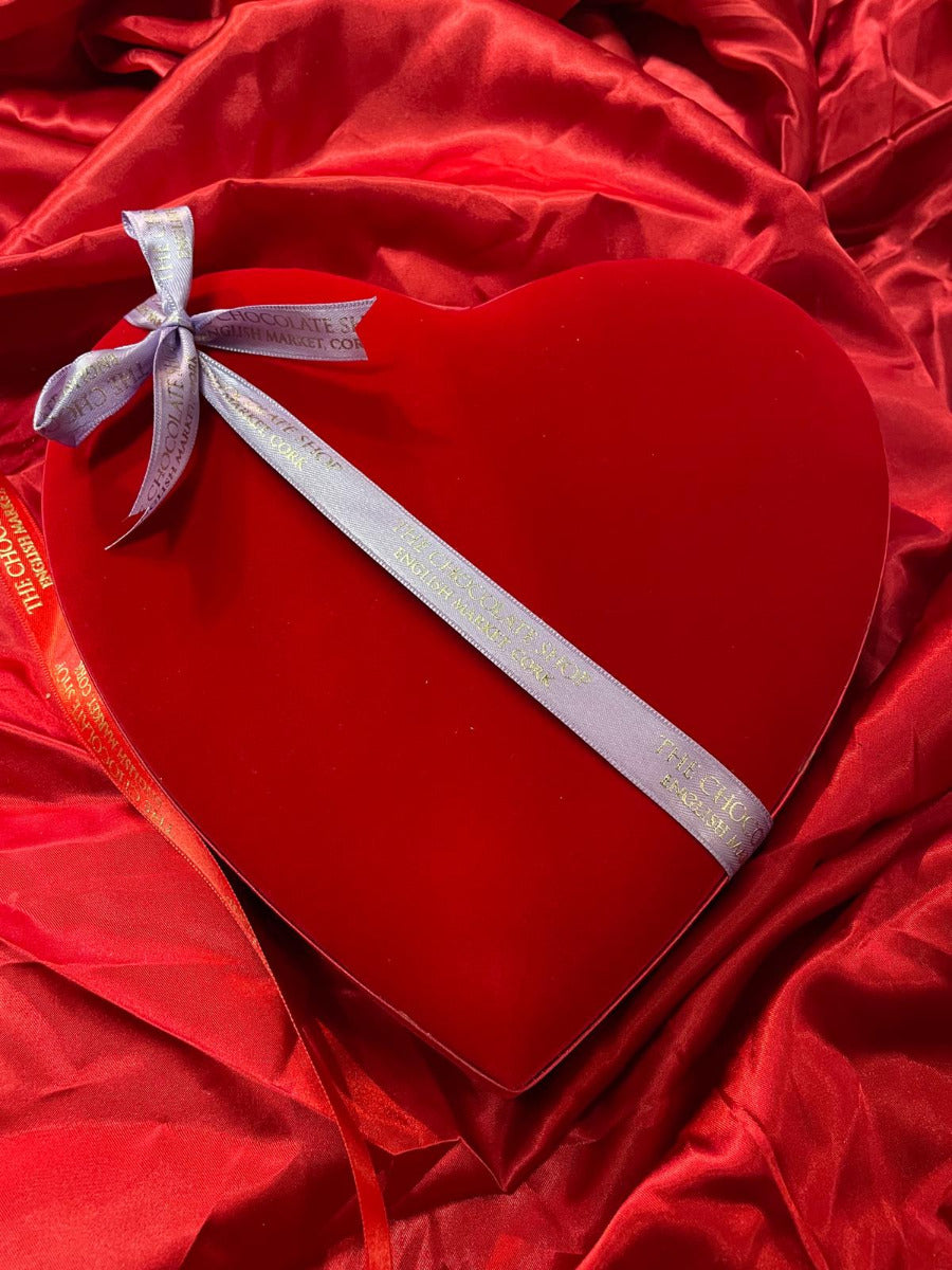Large Velvet Heart Box with Valentines Chocolates