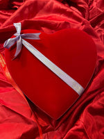 Large Velvet Heart Box with Valentines Chocolates